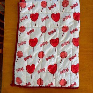 CHANDELLI 5LB WEIGHTED BLANKET KIDS TODDLER 36"x 48" PINK/WHITE LOLLIPOPS, HEART